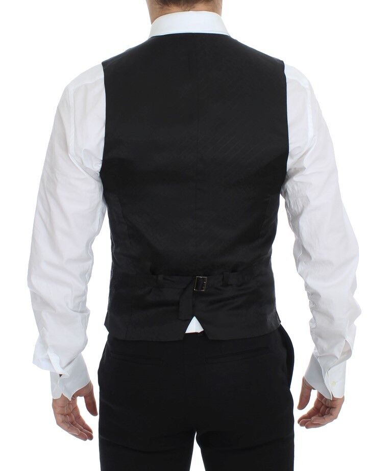 Dolce & Gabbana – Schwarze, gestreifte Stretch-Weste