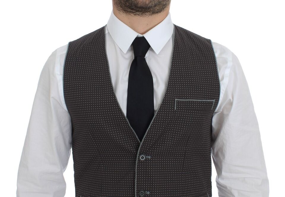 Dolce & Gabbana Grau gepunktetes Kleid Weste Gilet Weste