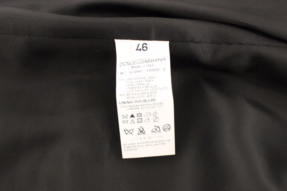 Dolce & Gabbana – Schwarze Weste aus gestreifter Wolle und Seide