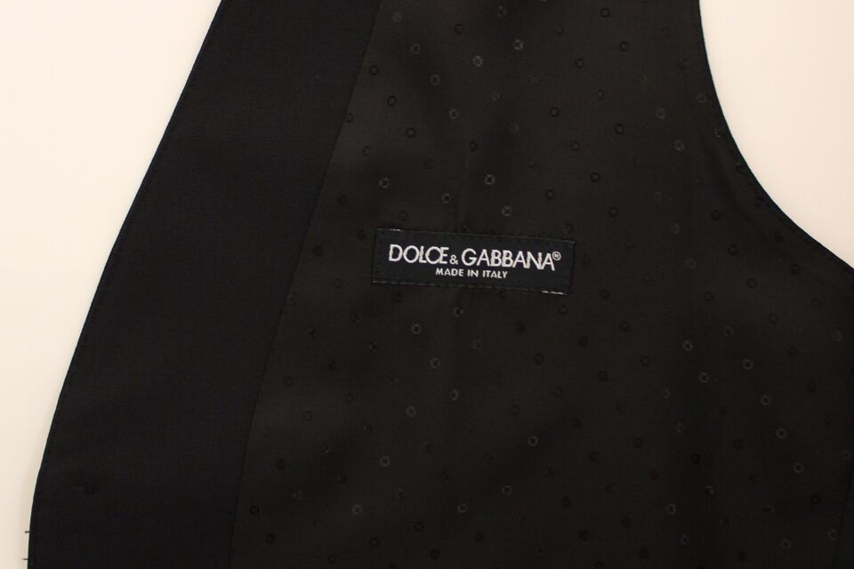 Dolce & Gabbana – Schwarzer Stretch-Westenblazer aus Wolle und Seide