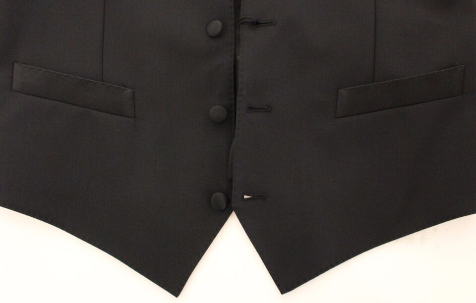 Dolce & Gabbana – Schwarzer Stretch-Westenblazer aus Wolle und Seide