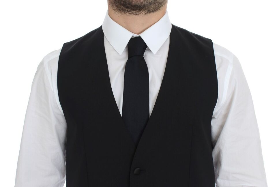 Dolce & Gabbana – Schwarzer Stretch-Westenblazer aus Wolle und Seide