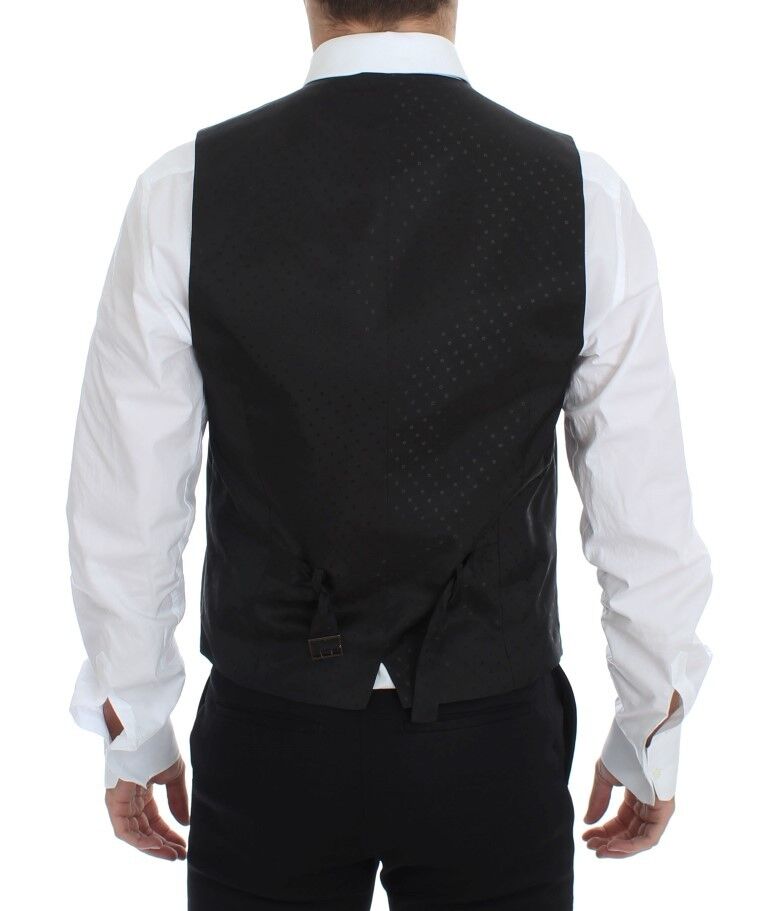 Dolce & Gabbana – Schwarzer Stretch-Westenblazer aus Wolle und Seide
