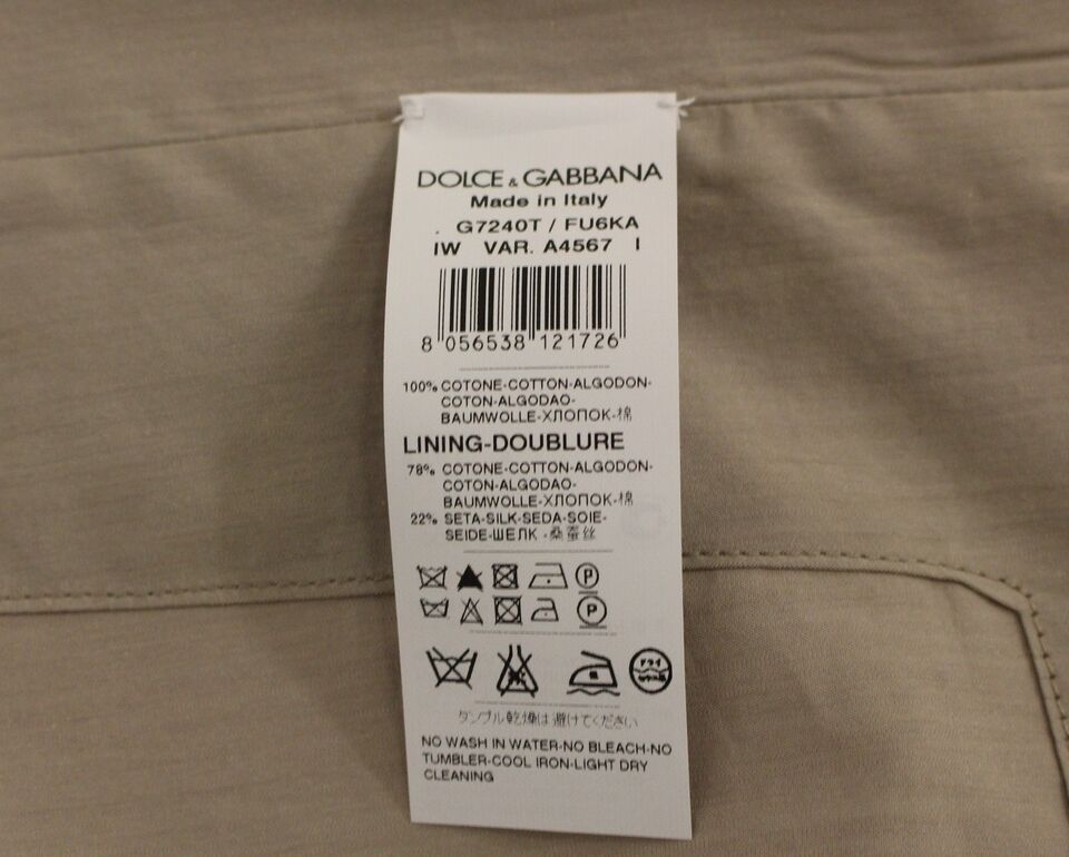 Dolce & Gabbana – Schmal geschnittene Weste aus Baumwolle in Beige mit Knopfleiste vorne