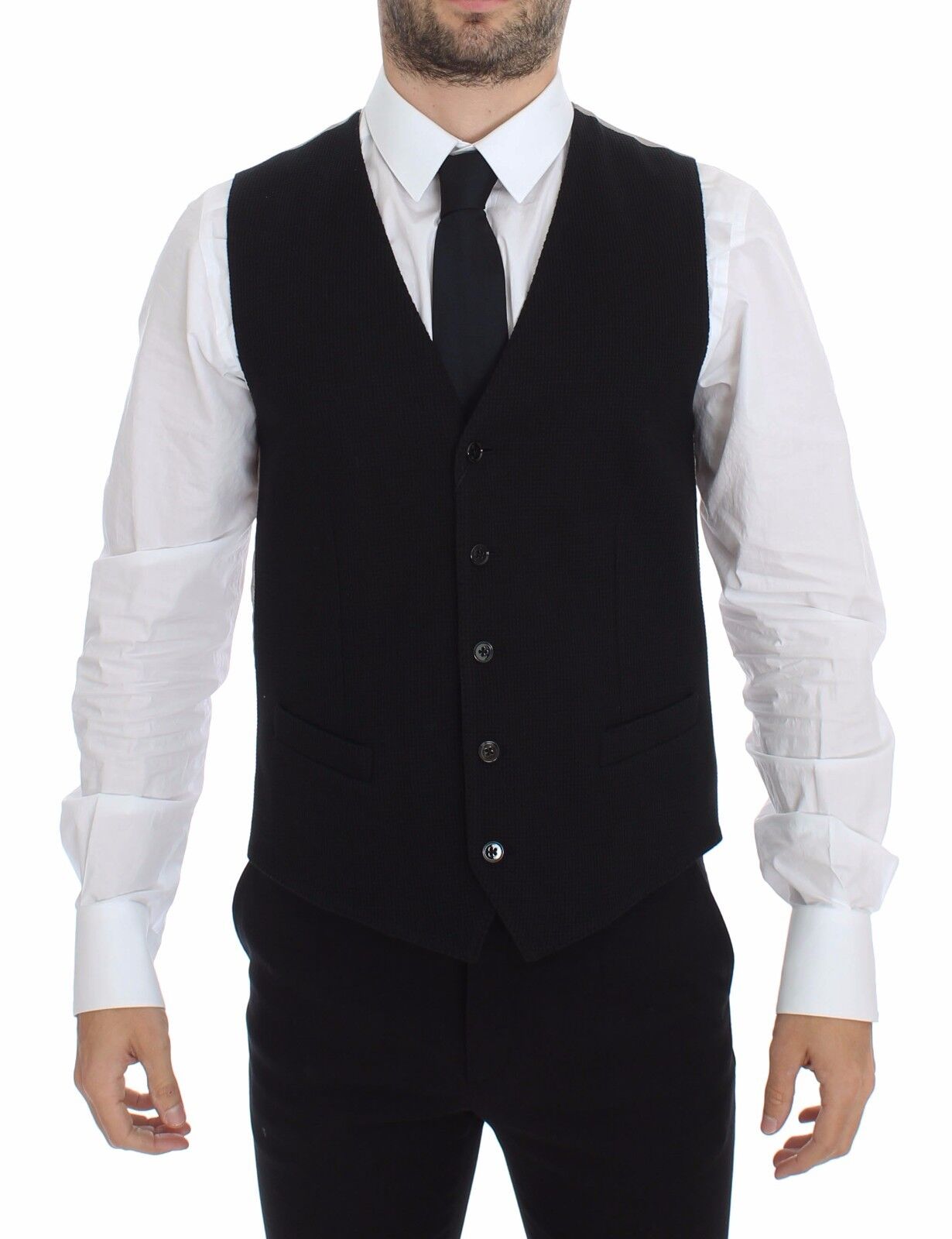 Dolce & Gabbana – Schwarze Anzugweste aus Baumwolle mit Blazer