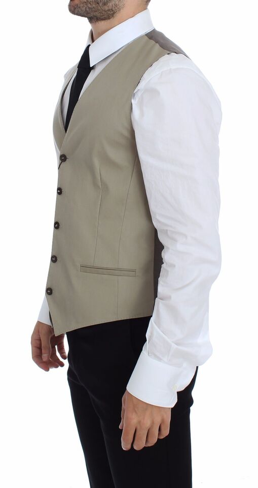 Dolce & Gabbana Beige Baumwollkleid Weste Blazer Jacke