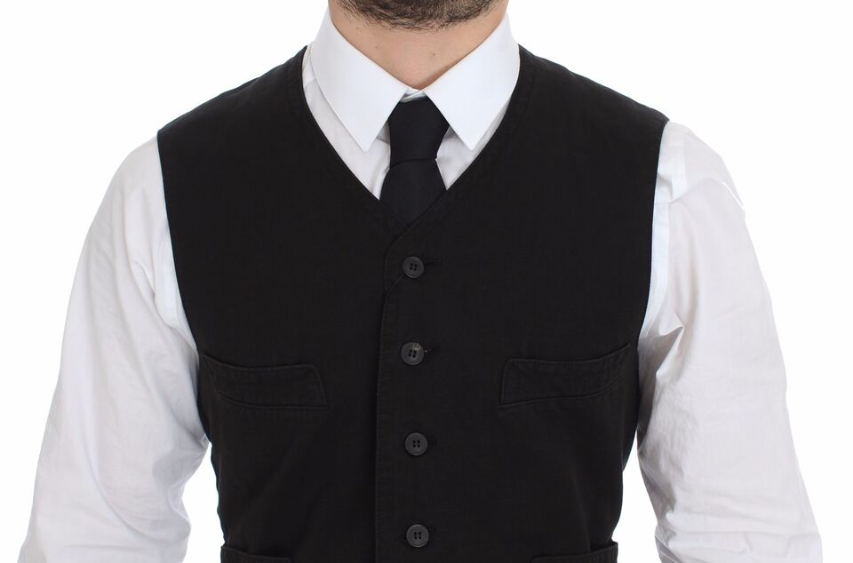 Dolce & Gabbana – Schwarzer Blazer aus Leinen und Baumwolle