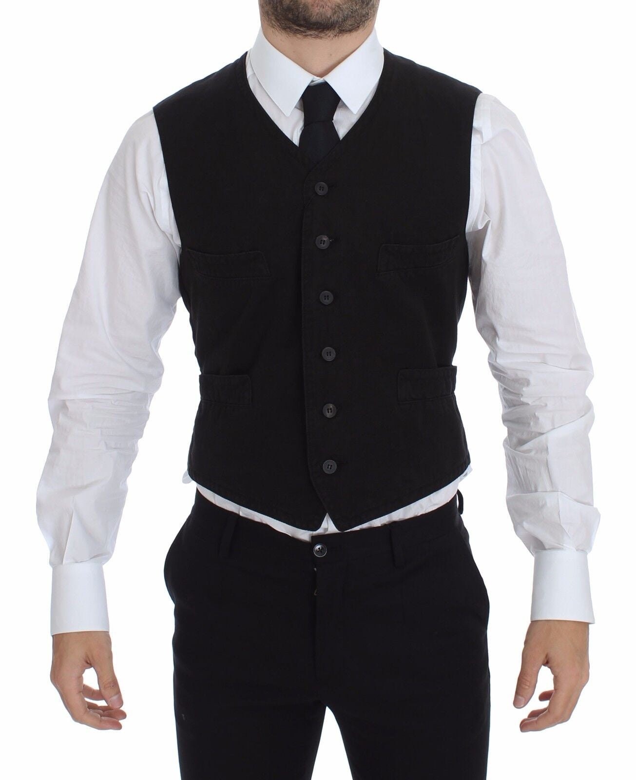 Dolce & Gabbana – Schwarzer Blazer aus Leinen und Baumwolle