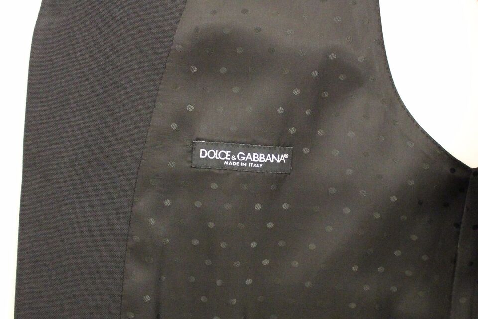 Dolce & Gabbana – Schwarzer Stretch-Westenblazer aus Wolle und Seide
