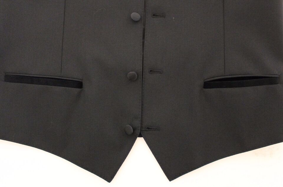 Dolce & Gabbana – Schwarzer Stretch-Westenblazer aus Wolle und Seide