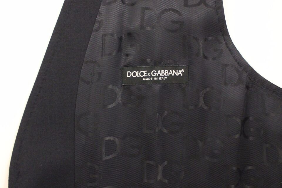 Dolce & Gabbana Grau gestreifte Weste aus Wolle und Seide