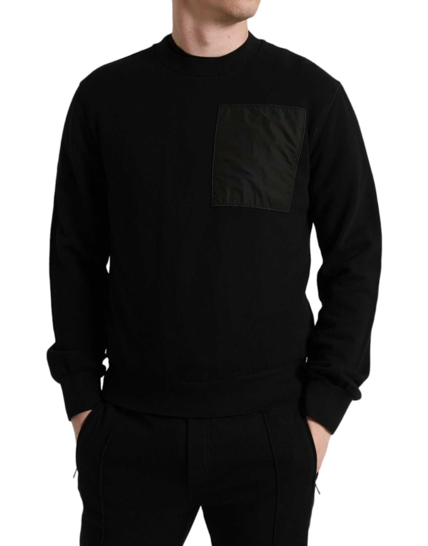 Dolce & Gabbana – Schwarzer Pullover mit Rundhalsausschnitt aus Baumwolle für Herren