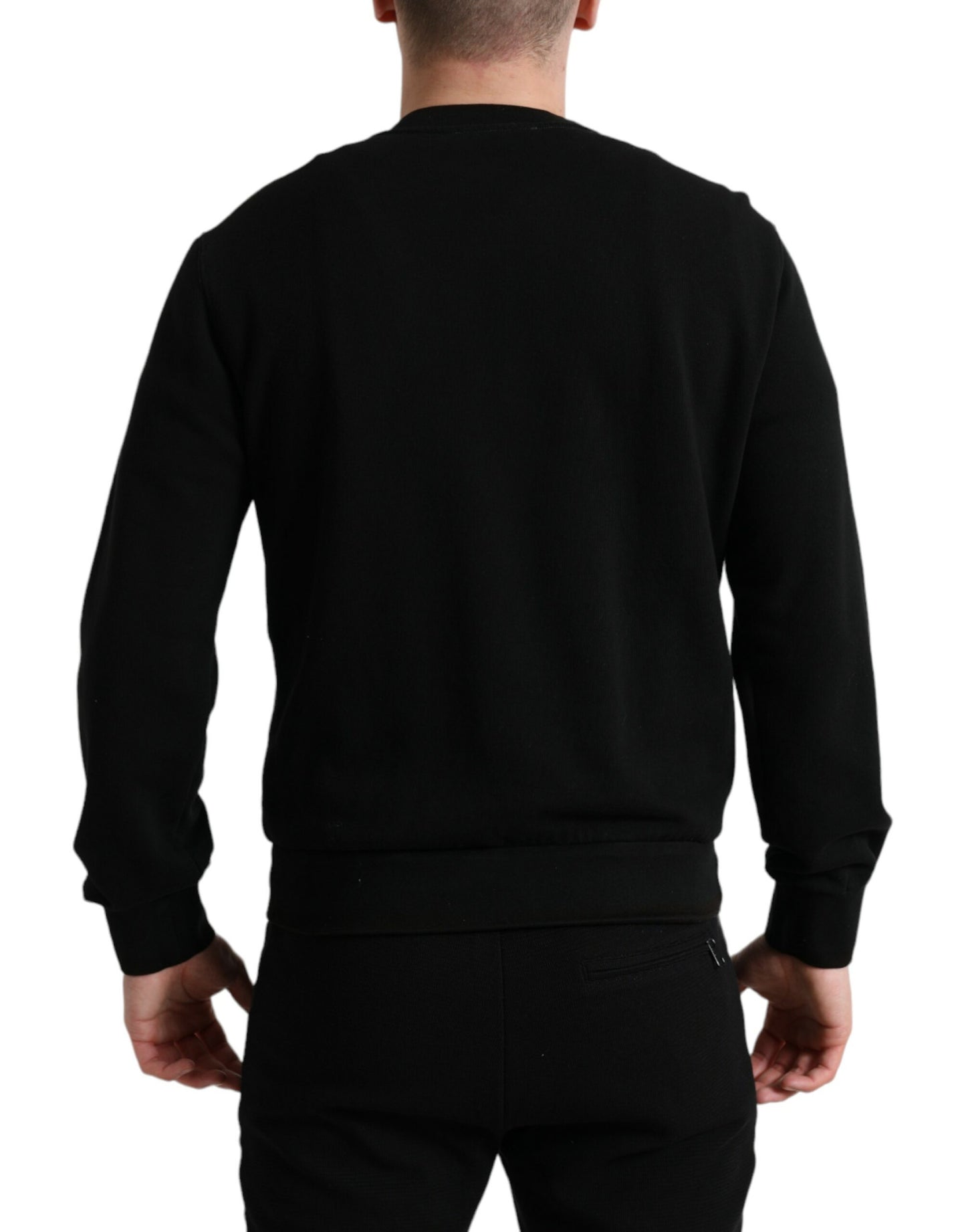 Dolce & Gabbana – Schwarzer Pullover mit Rundhalsausschnitt aus Baumwolle für Herren