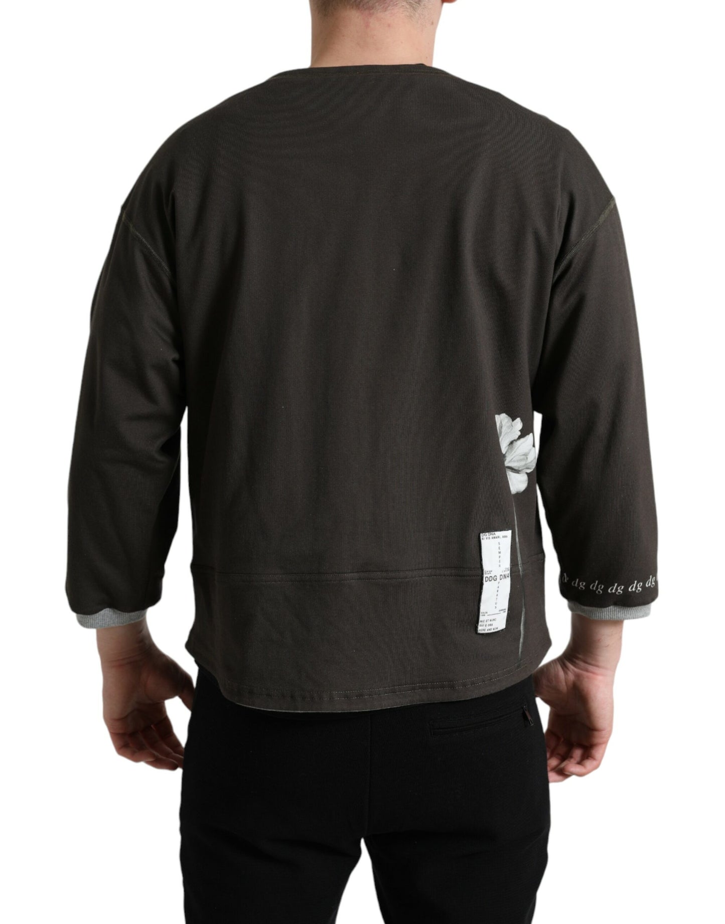 Dolce & Gabbana Dunkelgrauer Baumwollpullover mit Knopfleiste