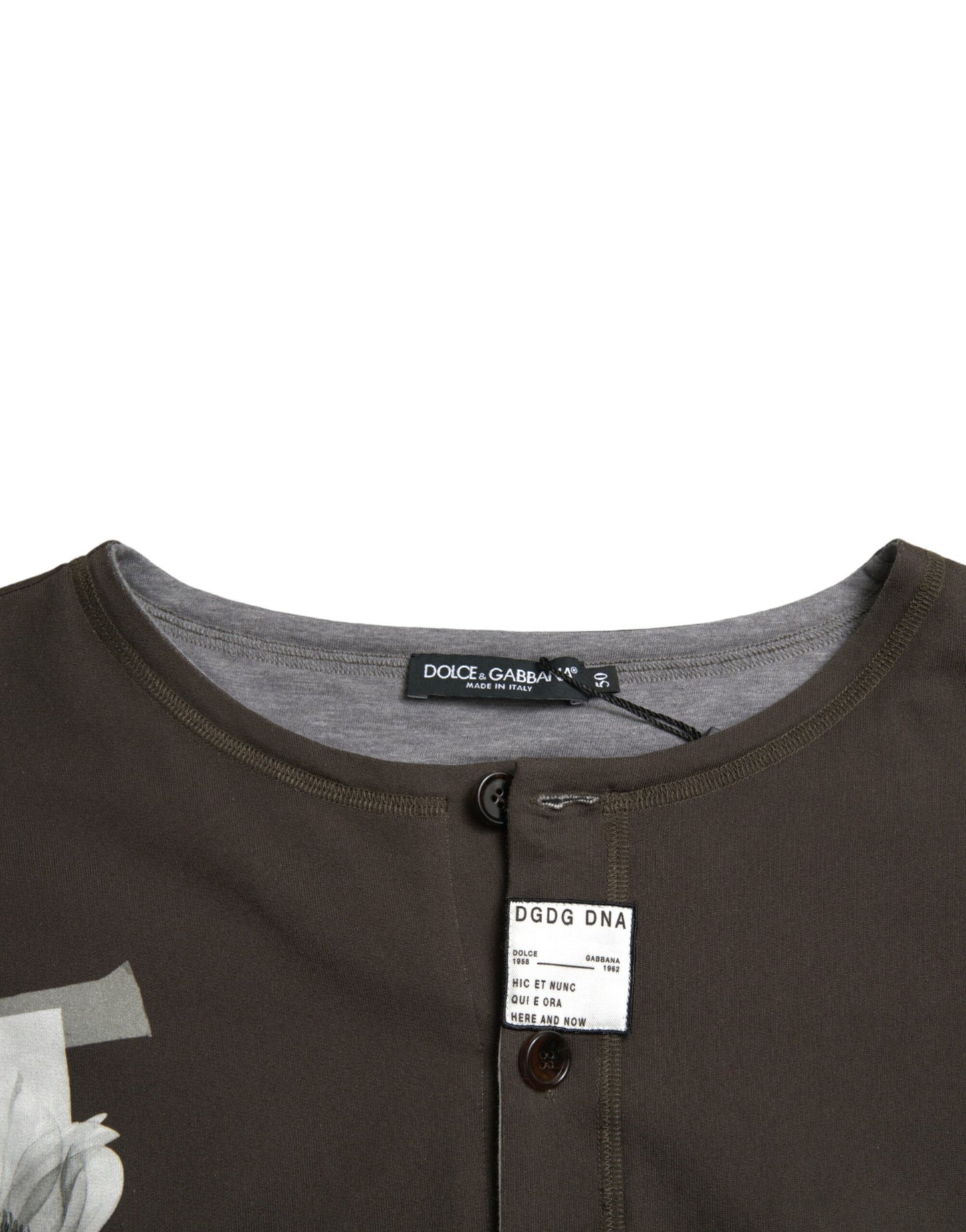 Dolce & Gabbana Dunkelgrauer Baumwollpullover mit Knopfleiste