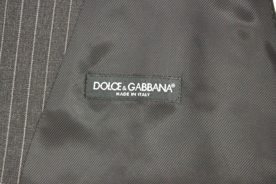 Dolce & Gabbana Grau gestreifte einreihige Strickjacke aus Wolle