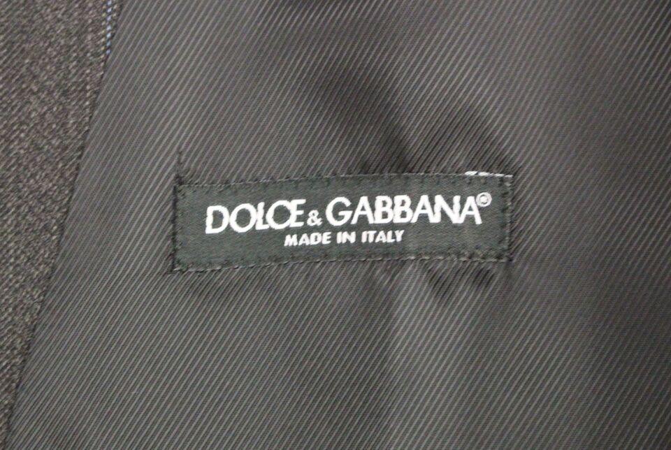 Dolce & Gabbana Grau gestreifte Wollweste mit Logo