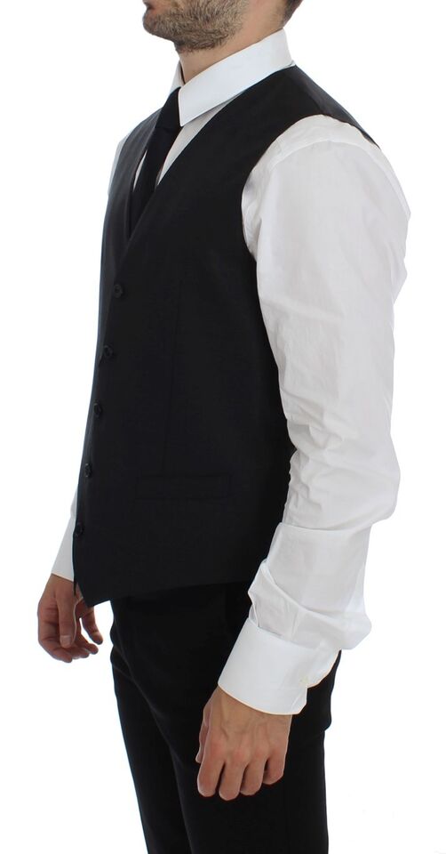 Dolce & Gabbana Graue Woll-Seiden-Kleidweste Weste
