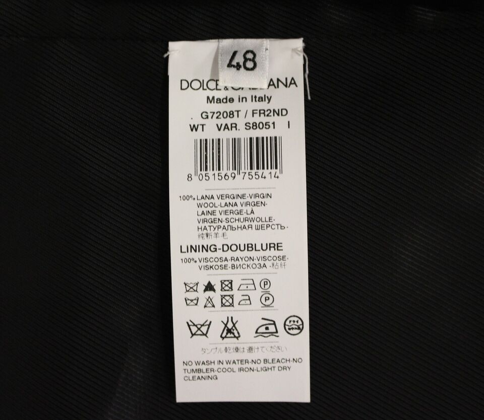 Dolce & Gabbana Grau gestreifte einreihige Strickjacke aus Wolle
