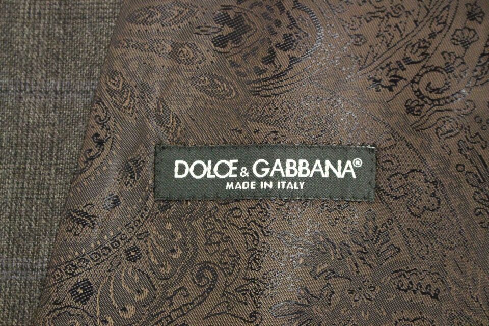 Dolce & Gabbana – Braun karierte einreihige Strickjacke aus Wolle