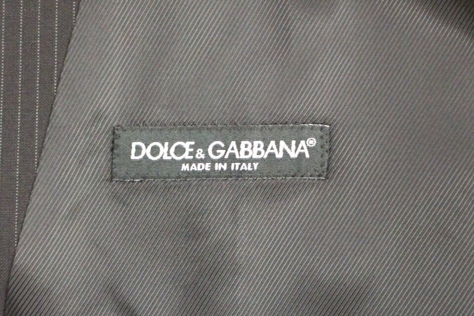 Dolce & Gabbana – Schwarz gestreifte einreihige Strickjacke aus Wolle