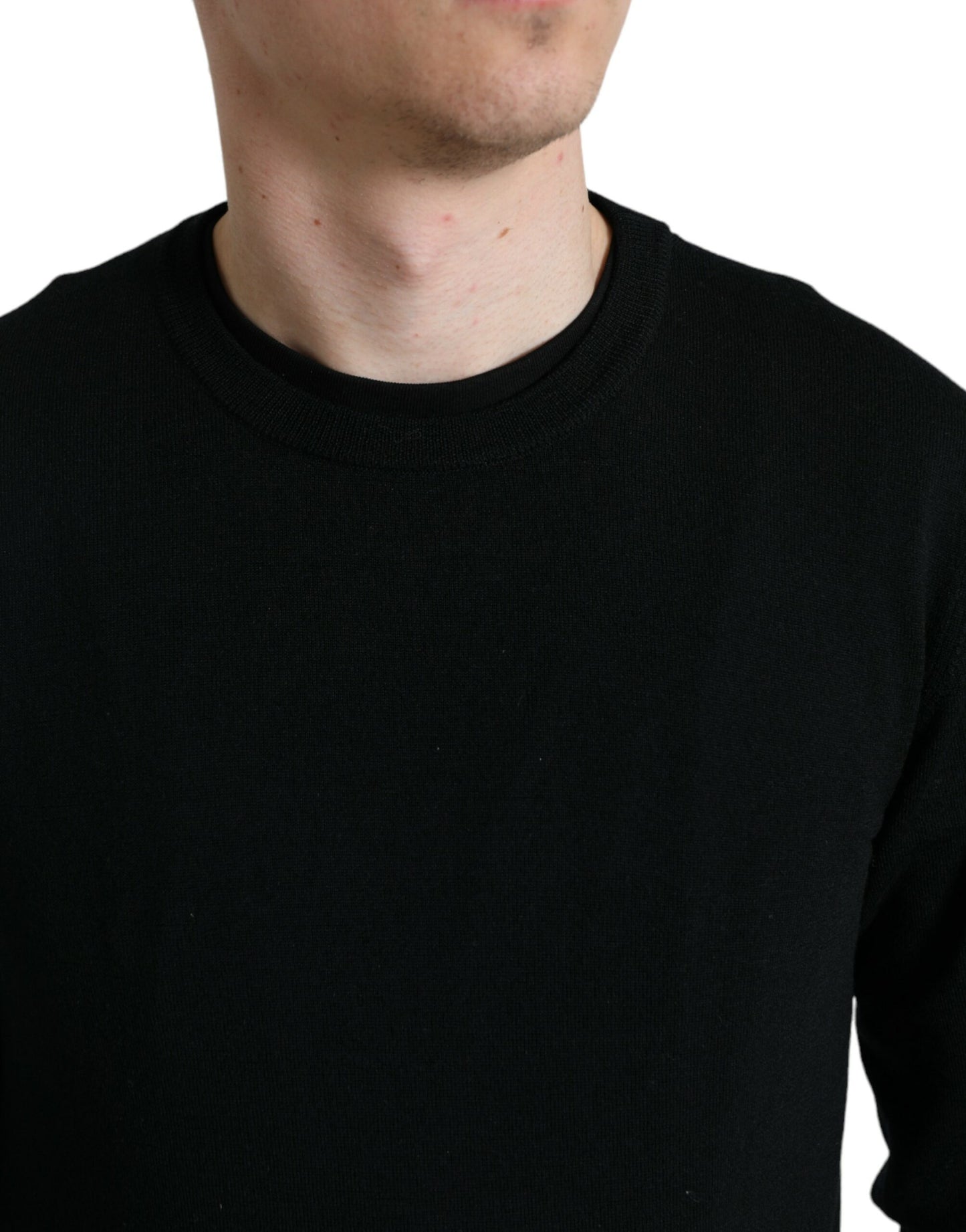 Dolce & Gabbana Schwarzer Pullover aus Wolle mit Rundhalsausschnitt
