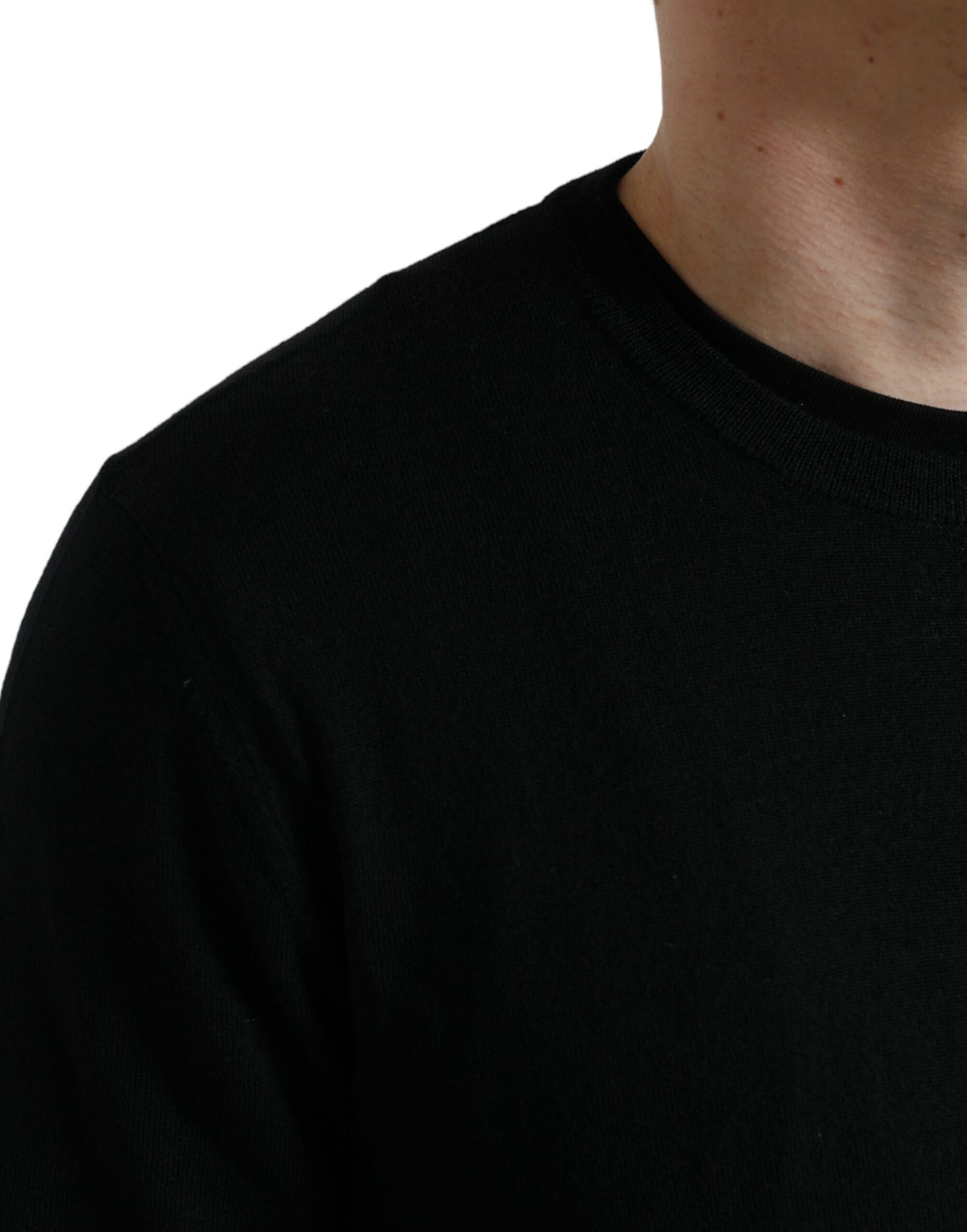 Dolce & Gabbana Schwarzer Pullover aus Wolle mit Rundhalsausschnitt