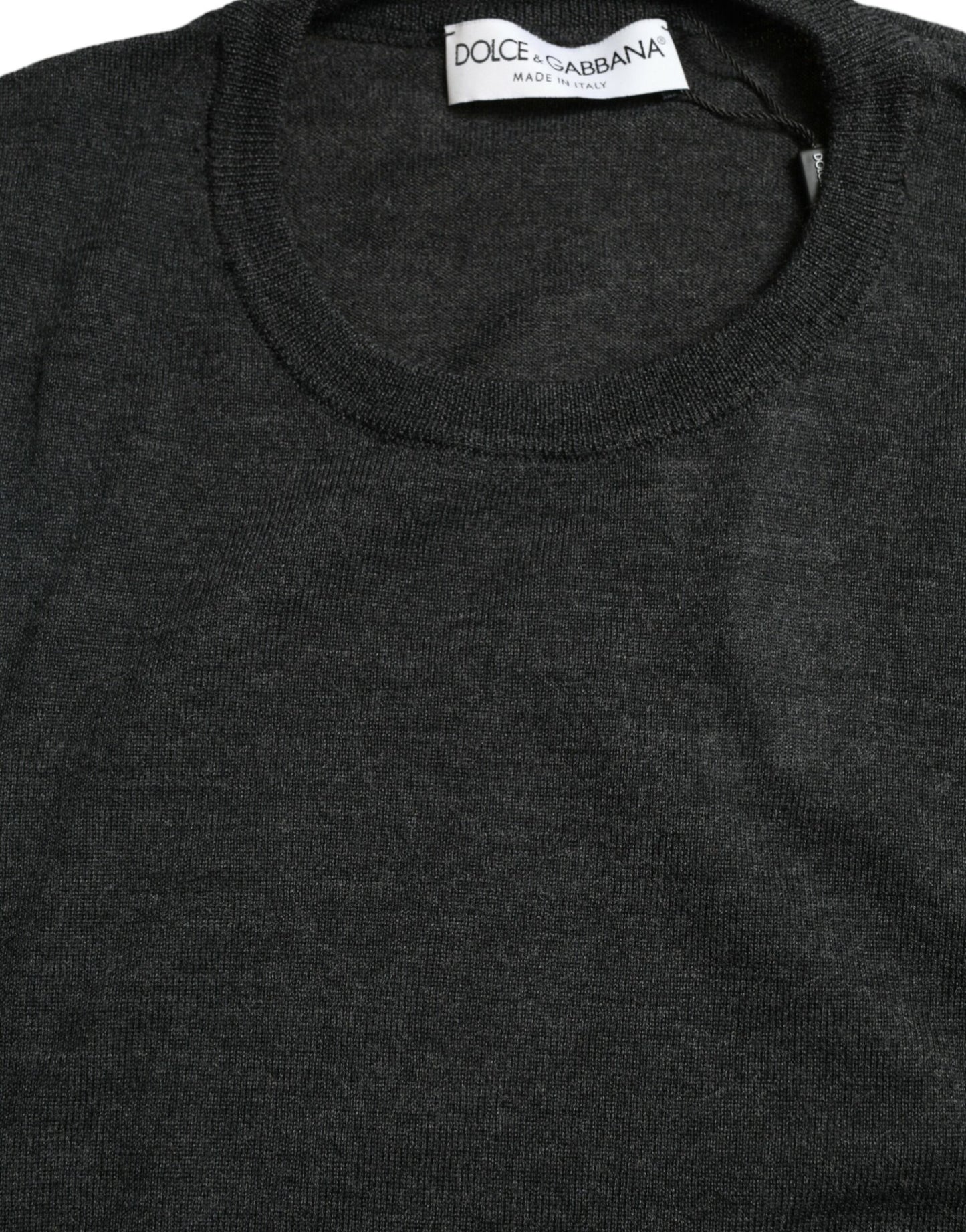 Dolce & Gabbana Grauer Pullover aus Wolle mit Rundhalsausschnitt