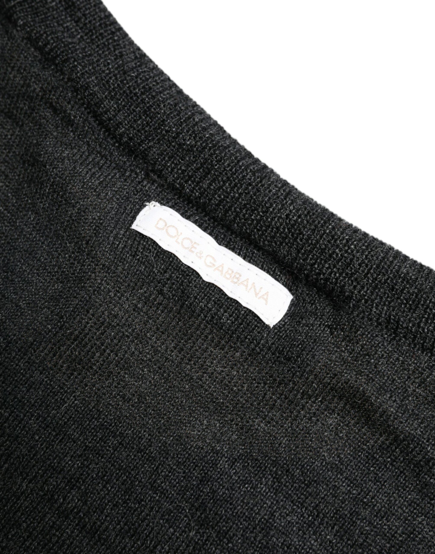 Dolce & Gabbana Grauer Pullover aus Wolle mit Rundhalsausschnitt