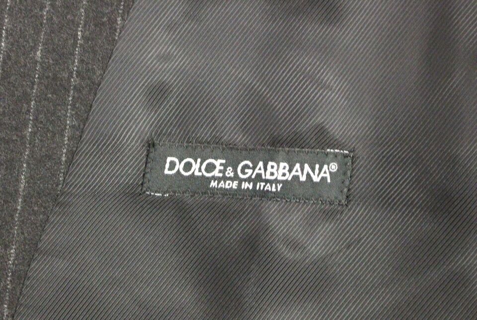 Dolce & Gabbana Grau gestreifte Wollweste mit Logo