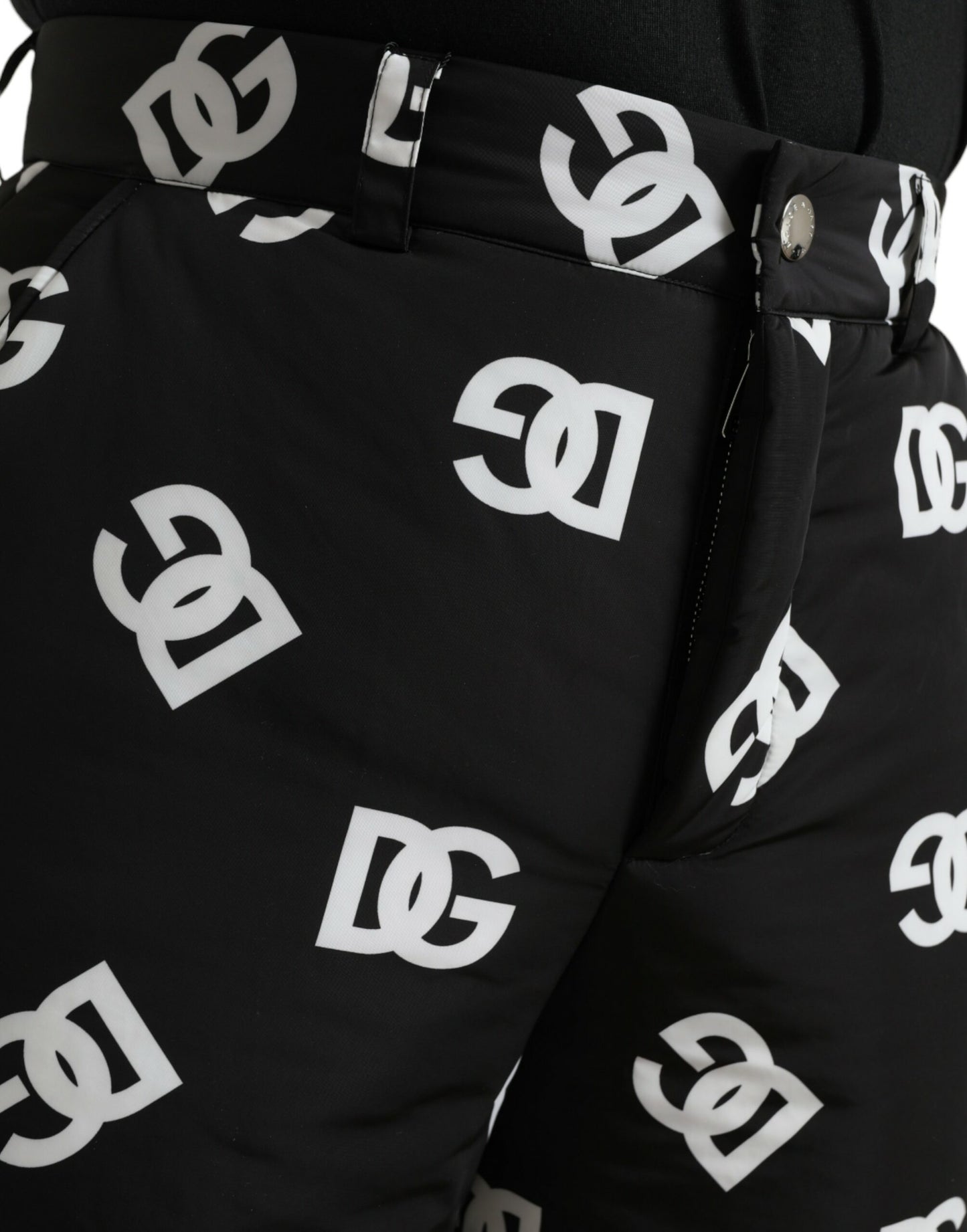 Dolce & Gabbana – Schwarze Hose mit weitem Bein und Logo-DG-Print