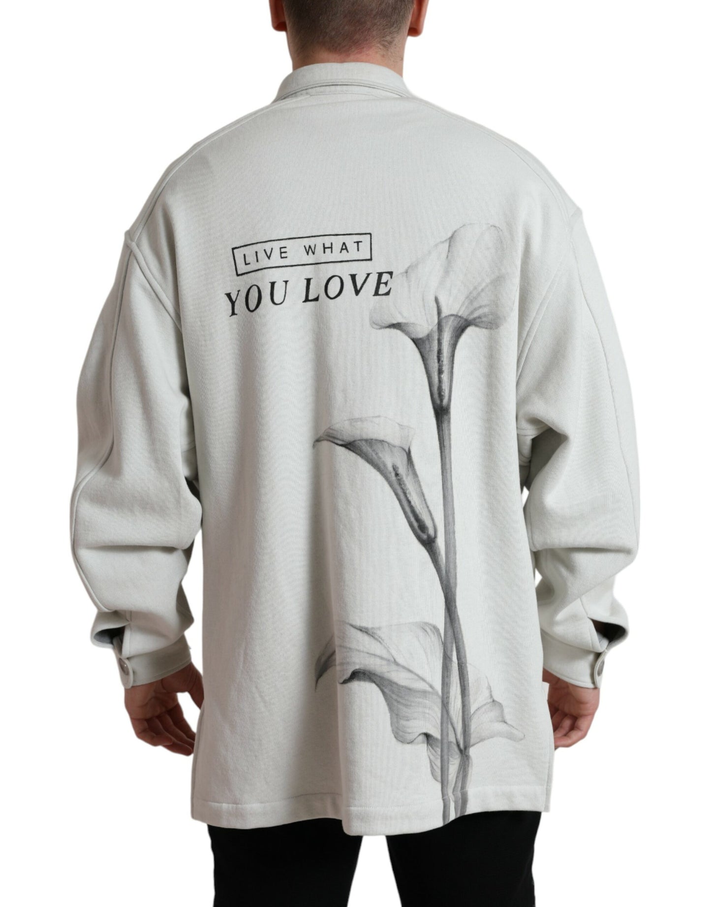 Dolce & Gabbana Gray Cotton Button Down Collared Coat Jacket