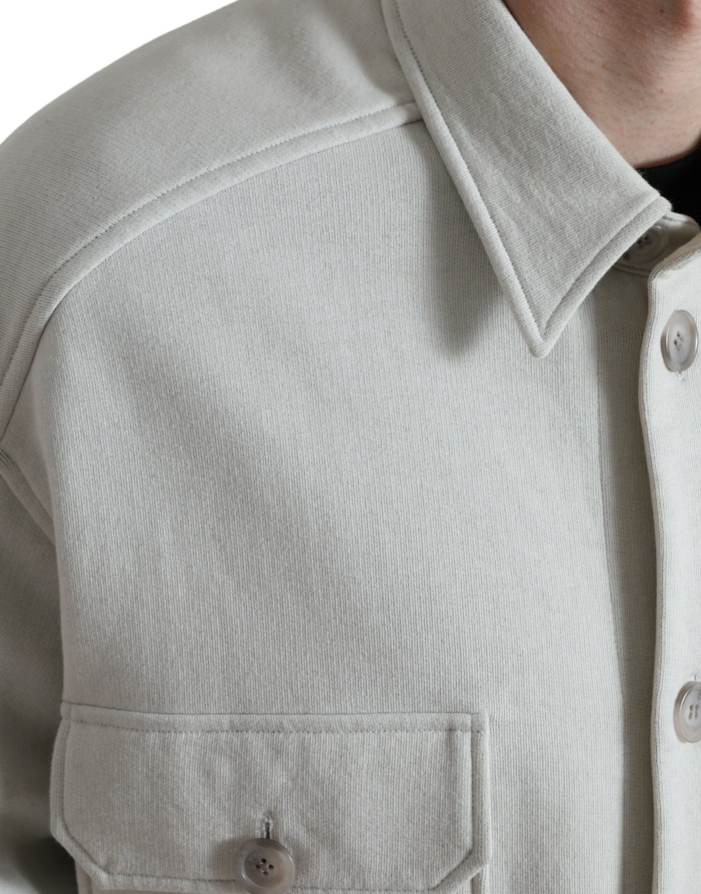 Dolce & Gabbana Gray Cotton Button Down Collared Coat Jacket