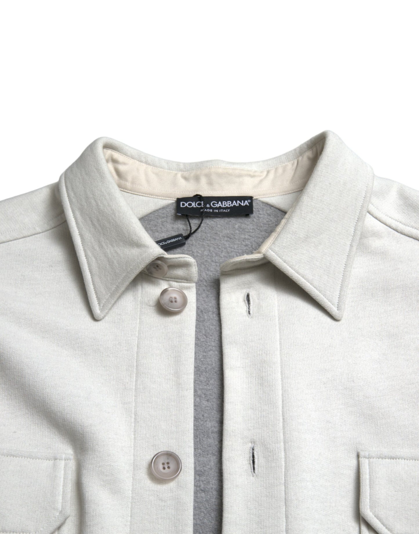 Dolce & Gabbana Gray Cotton Button Down Collared Coat Jacket