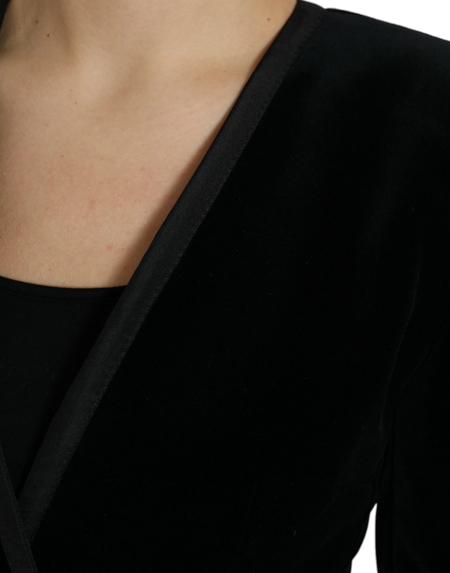 Dolce & Gabbana – Zweireihige Jacke aus schwarzem Samt und Baumwolle
