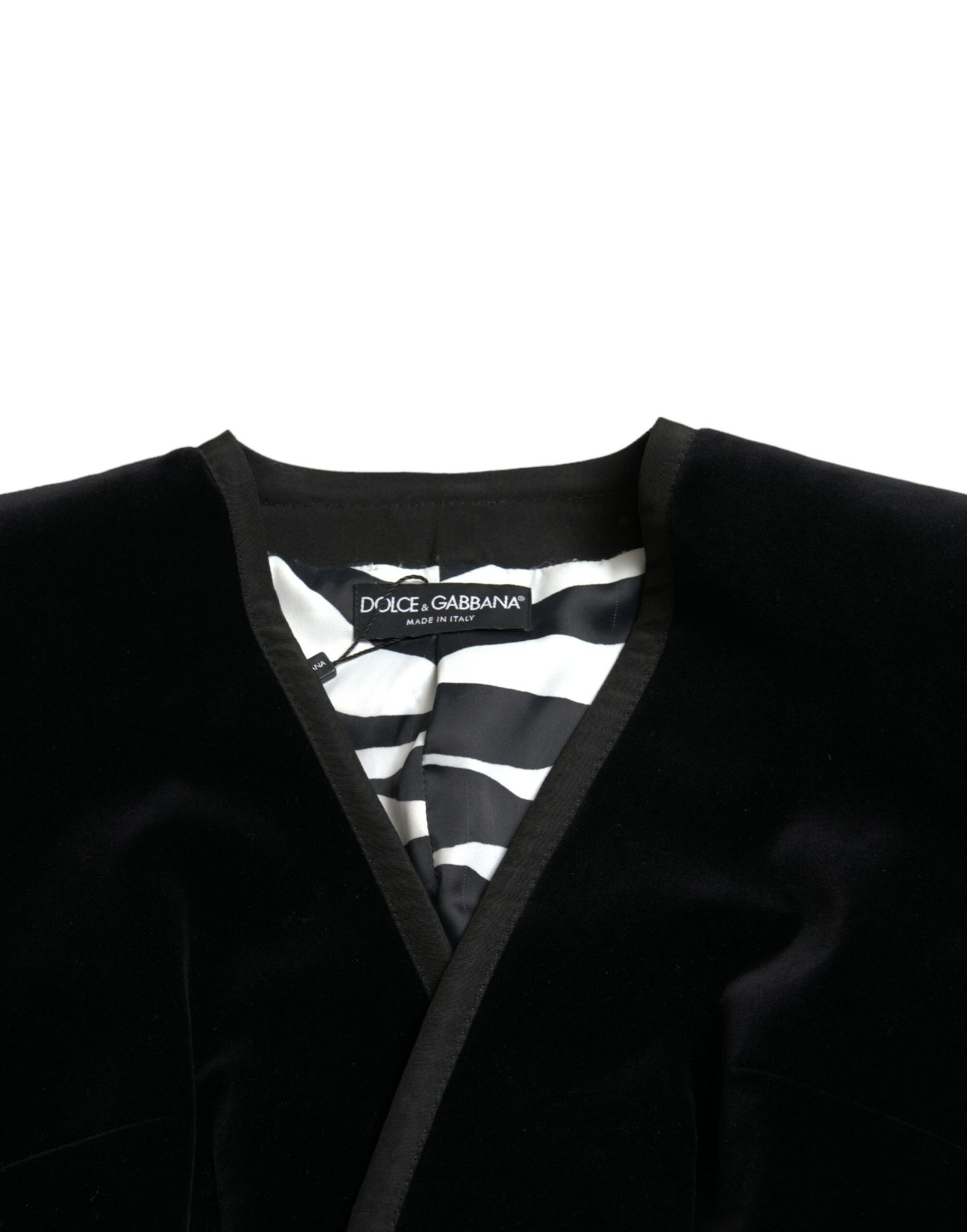 Dolce & Gabbana – Zweireihige Jacke aus schwarzem Samt und Baumwolle