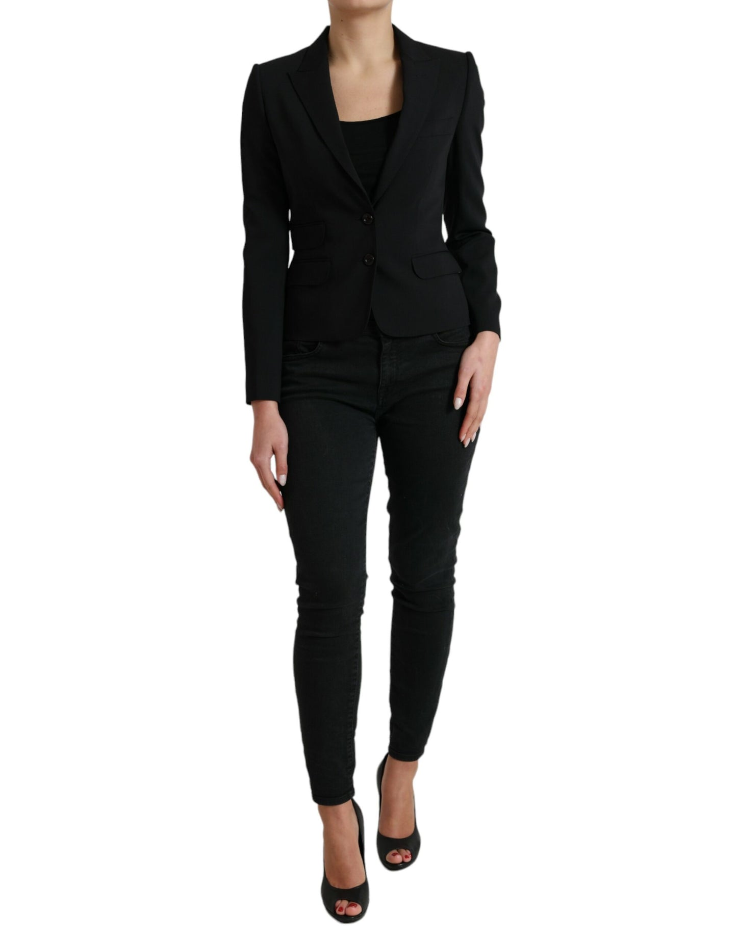 Dolce & Gabbana – Einreihiger Blazer aus schwarzer Wolle
