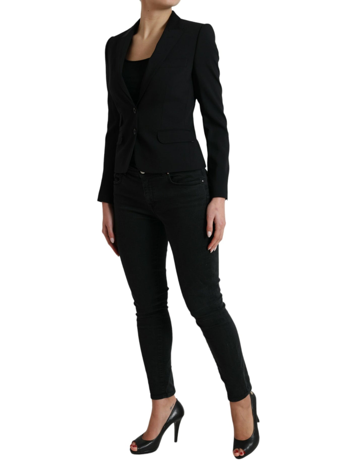 Dolce & Gabbana – Einreihiger Blazer aus schwarzer Wolle