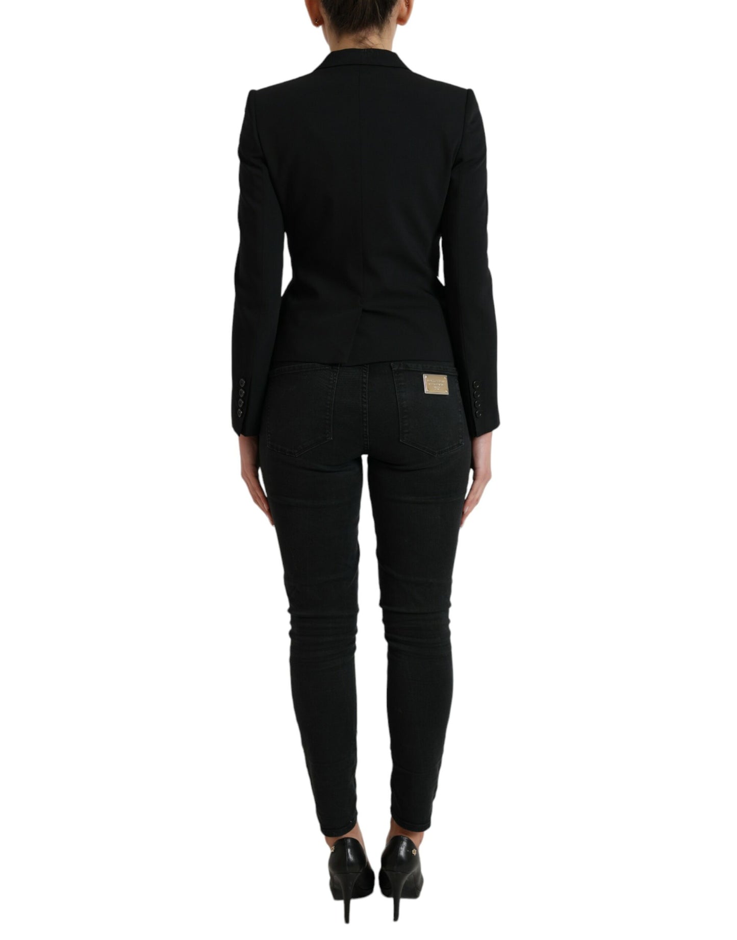 Dolce & Gabbana – Einreihiger Blazer aus schwarzer Wolle