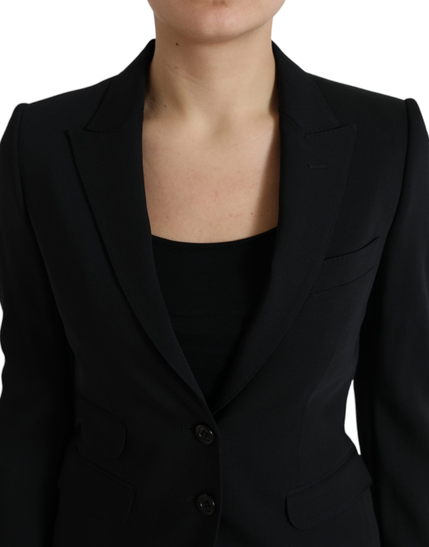 Dolce & Gabbana – Einreihiger Blazer aus schwarzer Wolle