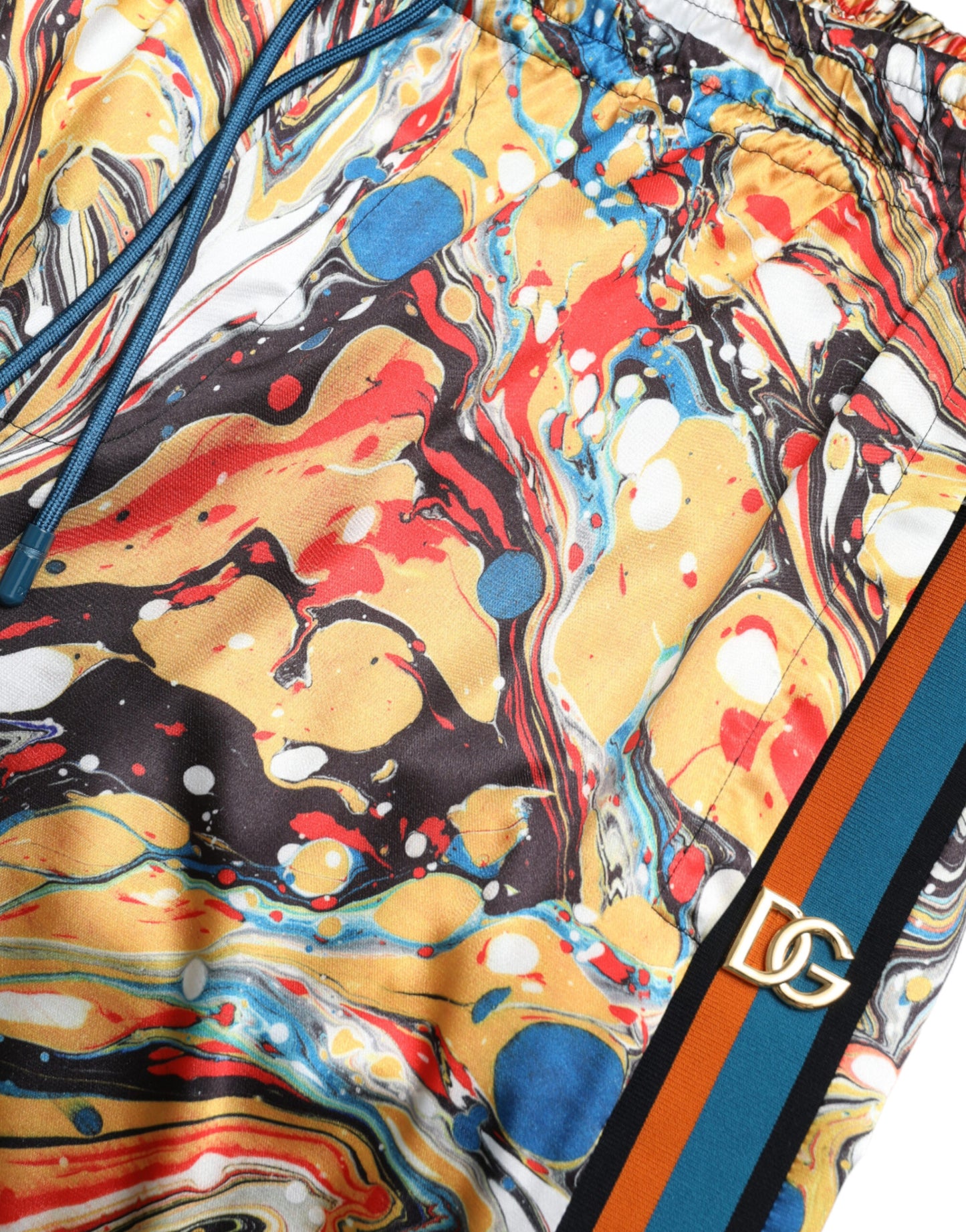 Dolce & Gabbana Satinhose mit mehrfarbigem Marmor-Print