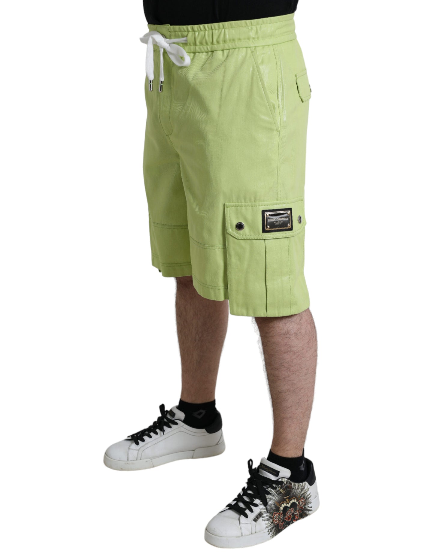 Dolce & Gabbana Hellgrüne Cargo-Bermudashorts aus Baumwolle für Herren