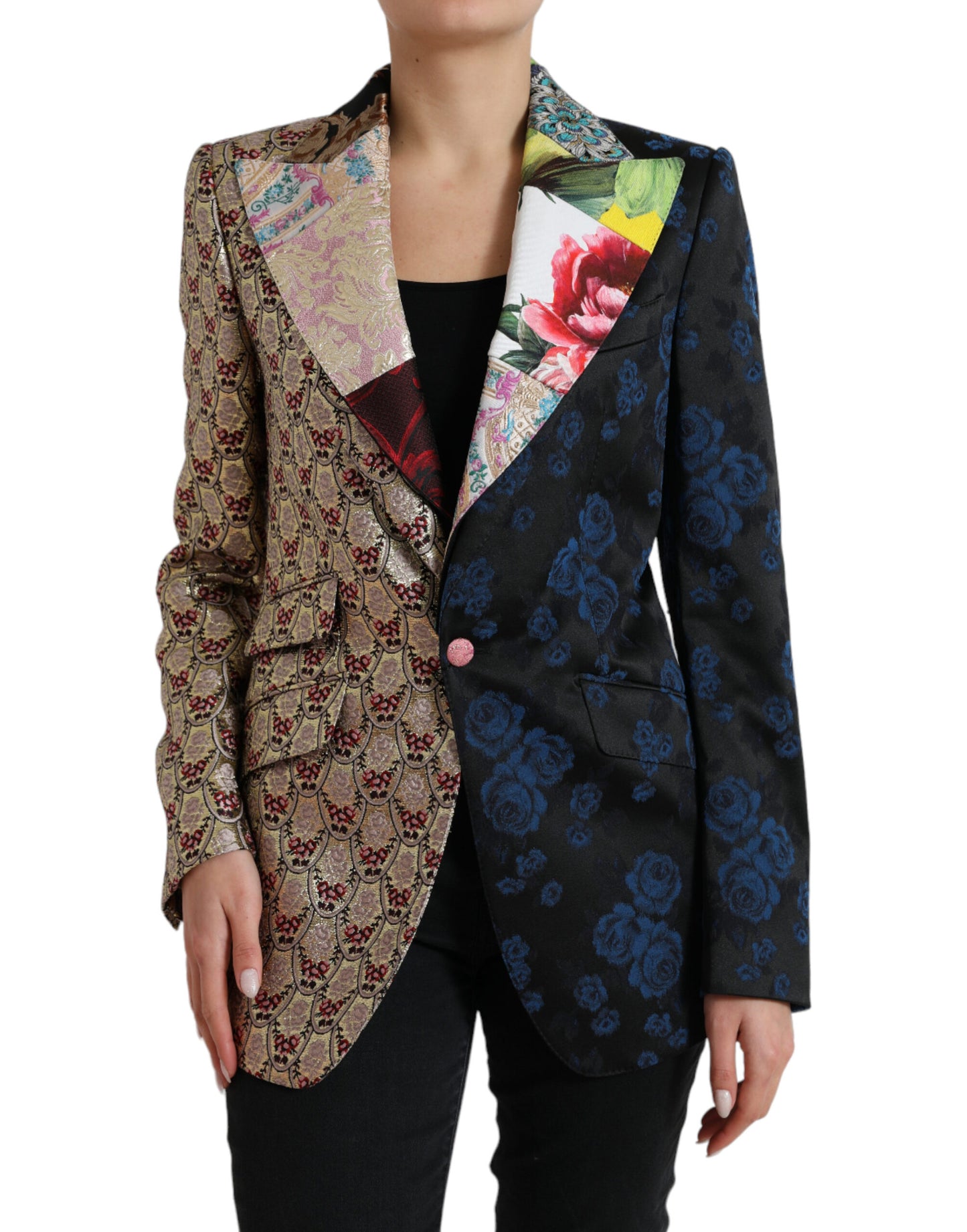 Dolce & Gabbana – Mehrfarbige Jacquardjacke mit floralem Patchwork