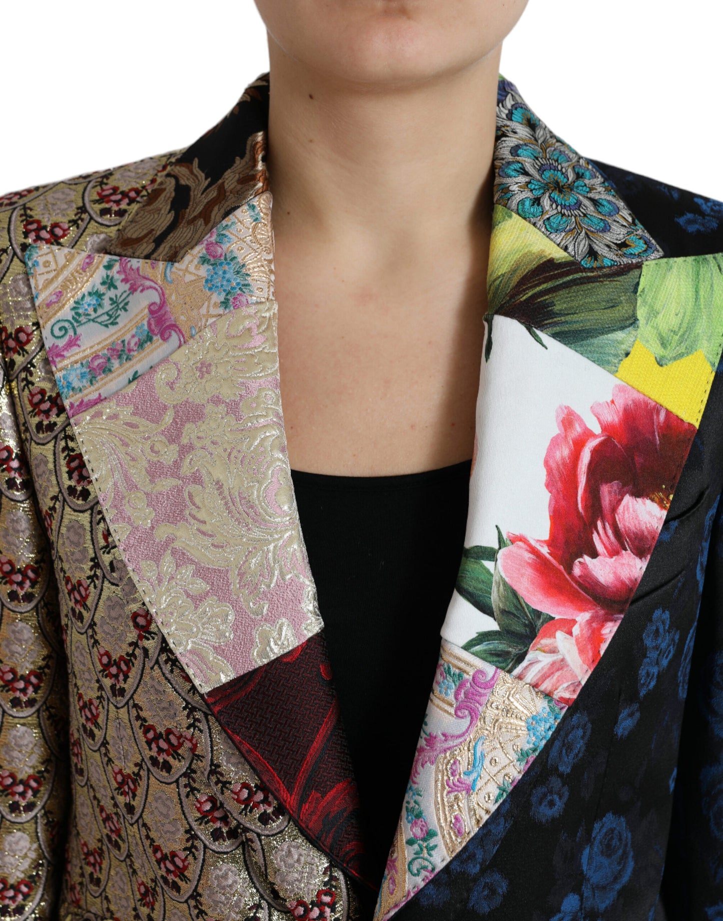 Dolce & Gabbana – Mehrfarbige Jacquardjacke mit floralem Patchwork