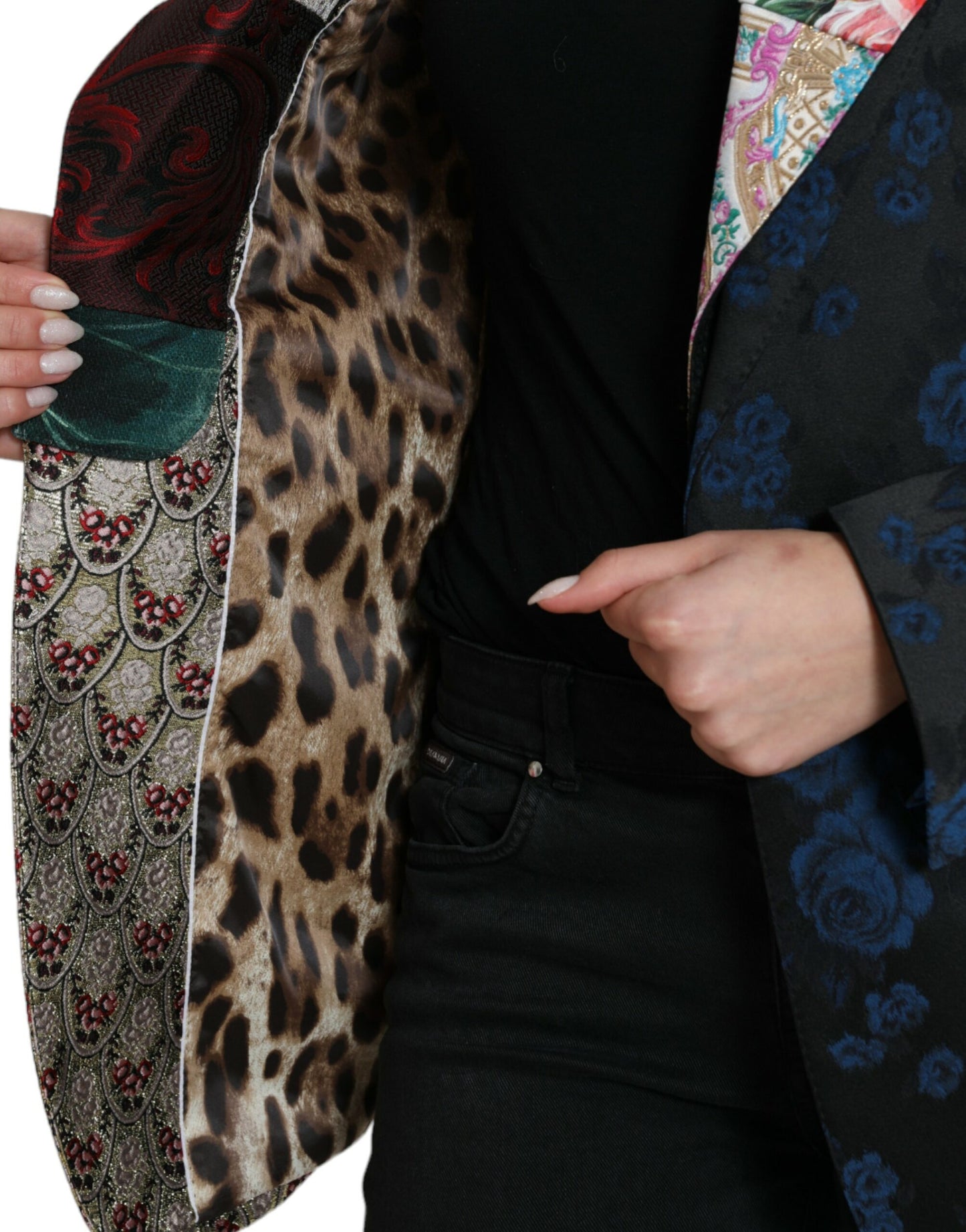 Dolce & Gabbana – Mehrfarbige Jacquardjacke mit floralem Patchwork