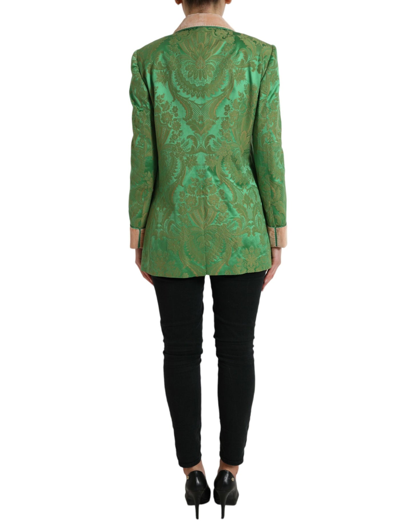 Dolce & Gabbana – Zweireihige Manteljacke mit grünem Blumenmuster
