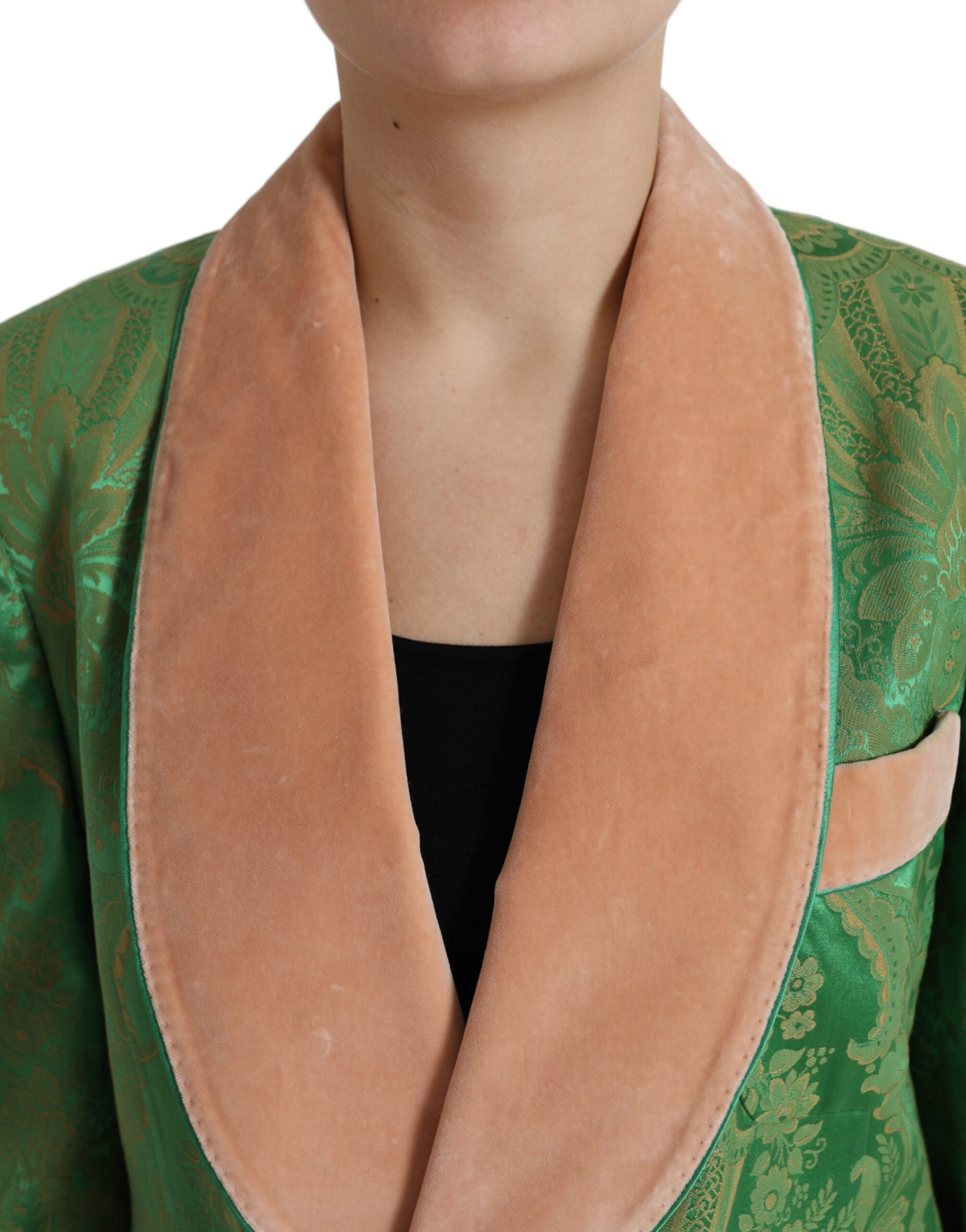 Dolce & Gabbana – Zweireihige Manteljacke mit grünem Blumenmuster