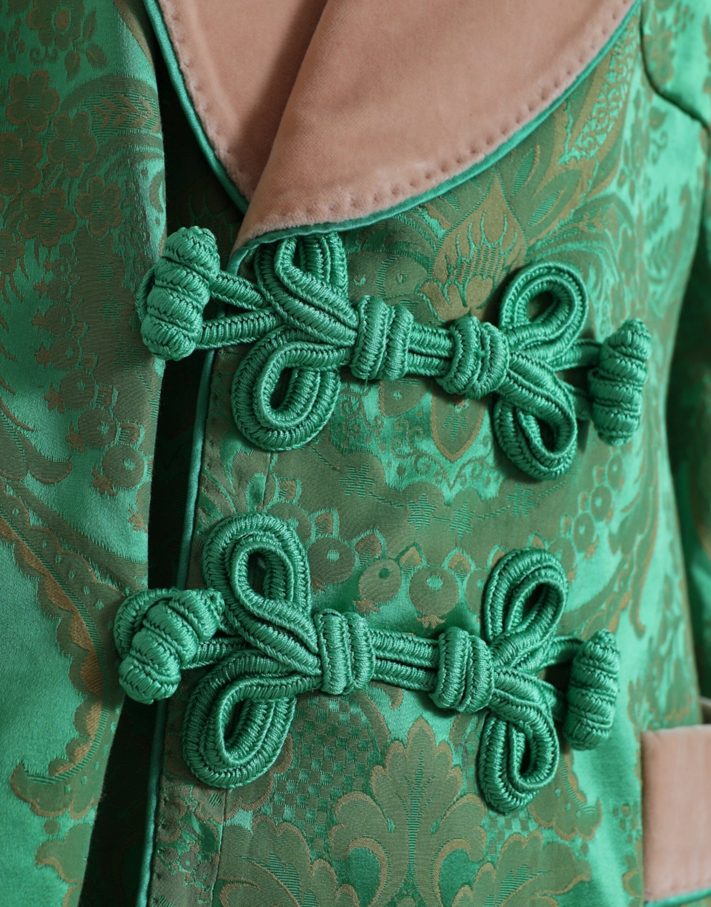 Dolce & Gabbana – Zweireihige Manteljacke mit grünem Blumenmuster
