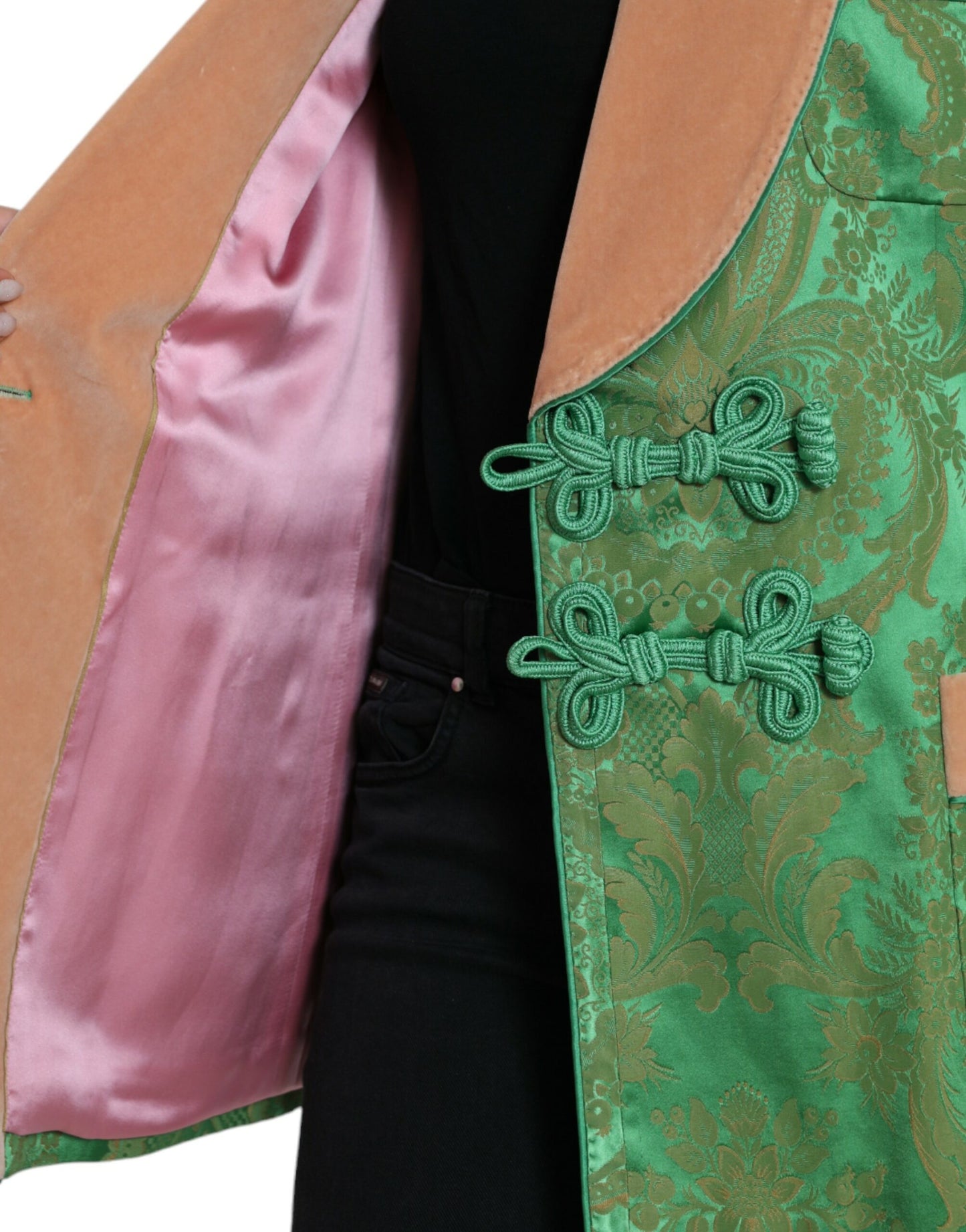 Dolce & Gabbana – Zweireihige Manteljacke mit grünem Blumenmuster