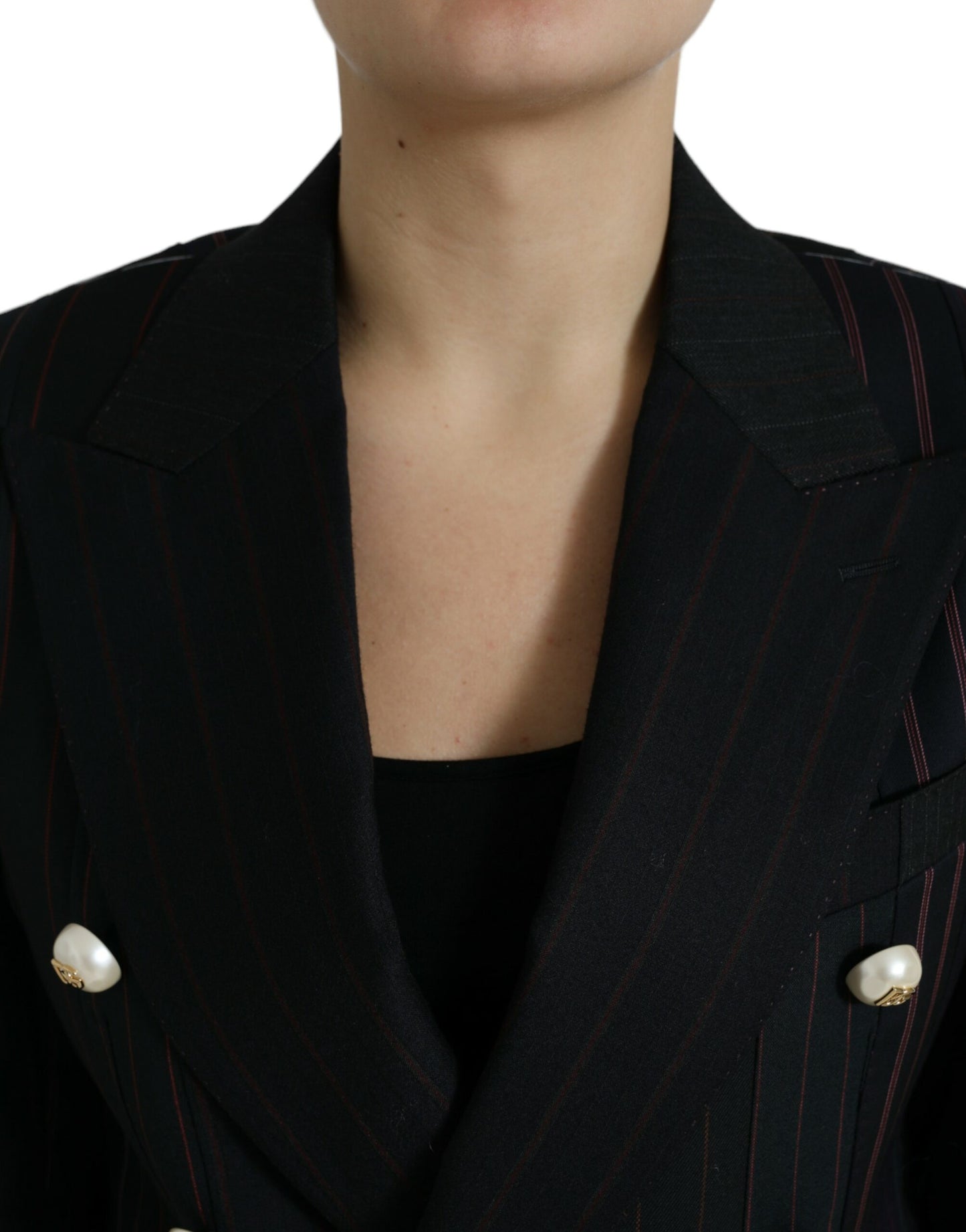 Dolce & Gabbana Schwarz gestreifte SICILIA Zweireihige Jacke